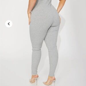 Fashion Nova Light Gray Ribbed Leggings